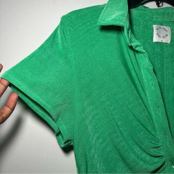 With Jean Alexa Green Button Down Mini Dress Size Medium - Picture 11 of 15